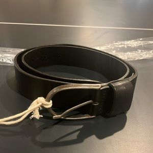 NWT Amsterdam Heritage leather belt, black/pewter buckle, XS fits waist 26”-31”